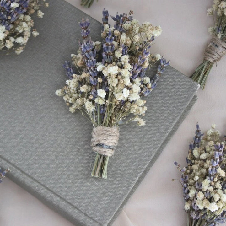 Natural Mini Gypsophila Lavender Boutonniere