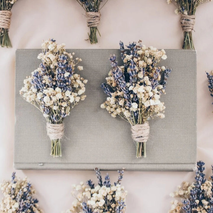 Natural Mini Gypsophila Lavender Boutonniere