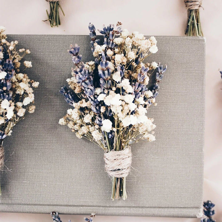 Natural Mini Gypsophila Lavender Boutonniere